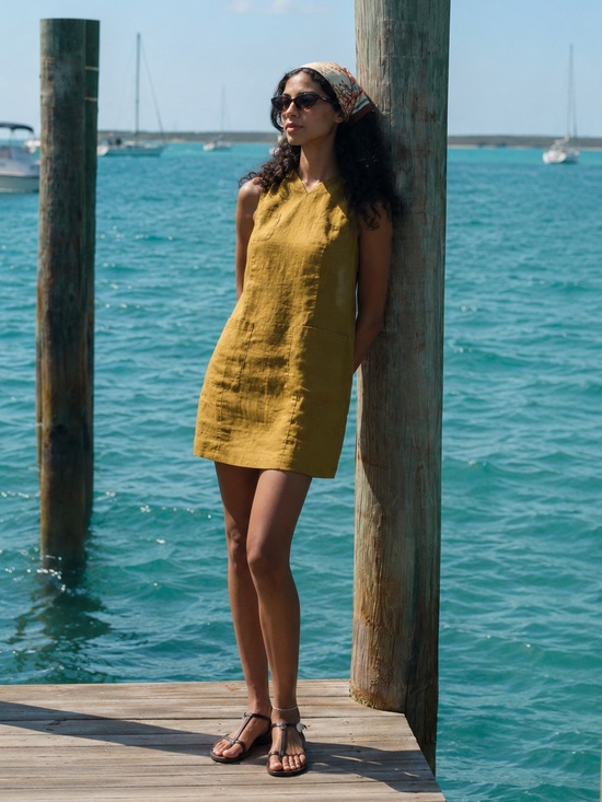 Doen Dresses & Skirts - NWT DÔEN Bennett Linen Dress in Golden Olive Sz S